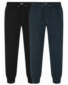 Bigdude Basic Cuffed Joggers Doppelpack Schwarz/Marineblau
